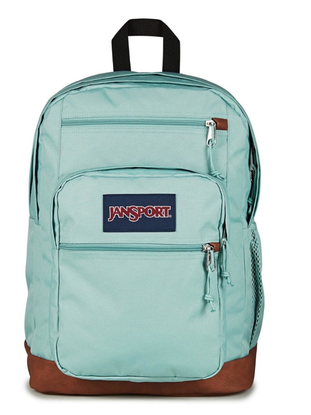 JanSport XL Laptop Backpack Fade Sage Mint Brown Bottom Water Bottle School Bag